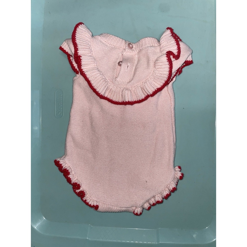 Nicole Miller Baby Girl Embroidered Knit Sweater Body Suit 3/6 Months Strawberry - Picture 8 of 10